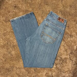 Vintage Y2K X2 Baggy Distressed Skater Bootcut Loose Fit Jeans Blue 33 x 32